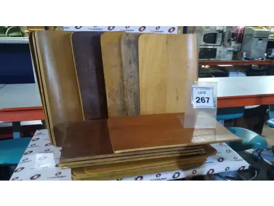 LOTE 267 - 20 PLACAS DE MADEIRA. (NO ESTADO) ATENÇÃO! FAZER A VISITAÇÃO ANTES DE ARREMATAR, NÃO SABEMOS SE FUNCIONA, LEILÃO NÃO TEM GARANTIA E NEM DEVOLUÇÃO, SUJEITO A POSSÍVEIS AVARIAS VISÍVEIS/OCULTAS E/OU AUSÊNCIA DE COMPONENTES.
