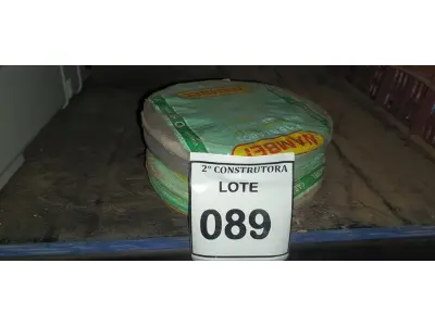 LOTE 089 - 02 ROLOS DE FIO 1X1,5MM ANTI CHAMA 450/750 100M NA COR BRANCO E CINZA. (NO ESTADO) ATENÇÃO! FAZER A VISITAÇÃO ANTES DE ARREMATAR, NÃO SABEMOS SE FUNCIONA, LEILÃO NÃO TEM GARANTIA E NEM DEVOLUÇÃO, SUJEITO A POSSÍVEIS AVARIAS VISÍVEIS/OCULTAS E/OU AUSÊNCIA DE COMPONENTES.