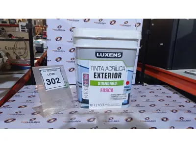 LOTE 302 - 01 BALDE DE TINTA ACRÍLICA EXTERIOR STANDARD DE 18L ALPACA FOSCO MARCA LUXENS. (NO ESTADO) ATENÇÃO! FAZER A VISITAÇÃO ANTES DE ARREMATAR, NÃO SABEMOS SE FUNCIONA, LEILÃO NÃO TEM GARANTIA E NEM DEVOLUÇÃO, SUJEITO A POSSÍVEIS AVARIAS VISÍVEIS/OCULTAS E/OU AUSÊNCIA DE COMPONENTES.