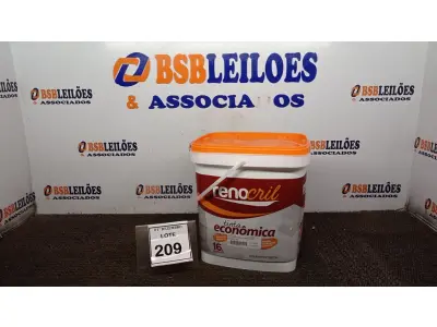 LOTE 209 - 01 LATA DE TINTA ECONÔMICA DE 16L NA COR BRANCO NEVE MARCA RENOCRIL. (NO ESTADO) ATENÇÃO! FAZER A VISITAÇÃO ANTES DE ARREMATAR, NÃO SABEMOS SE FUNCIONA, LEILÃO NÃO TEM GARANTIA E NEM DEVOLUÇÃO, SUJEITO A POSSÍVEIS AVARIAS VISÍVEIS/OCULTAS E/OU AUSÊNCIA DE COMPONENTES.