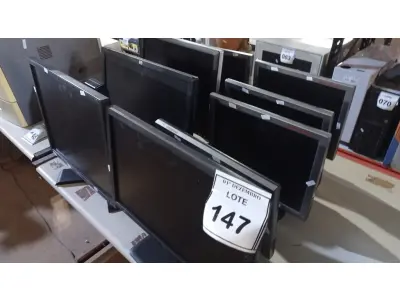 LOTE 147 - 09 MONITORES DE MARCAS E MODELOS DIVERSOS. (NO ESTADO) ATENÇÃO! FAZER A VISITAÇÃO ANTES DE ARREMATAR, NÃO SABEMOS SE FUNCIONA, LEILÃO NÃO TEM GARANTIA E NEM DEVOLUÇÃO, SUJEITO A POSSÍVEIS AVARIAS VISÍVEIS/OCULTAS E/OU AUSÊNCIA DE COMPONENTES.