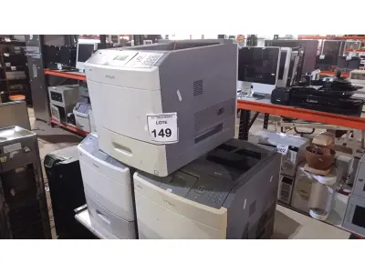 LOTE 149 - 03 IMPRESSORAS MARCA LEXMARK. (NO ESTADO) ATENÇÃO! FAZER A VISITAÇÃO ANTES DE ARREMATAR, NÃO SABEMOS SE FUNCIONA, LEILÃO NÃO TEM GARANTIA E NEM DEVOLUÇÃO, SUJEITO A POSSÍVEIS AVARIAS VISÍVEIS/OCULTAS E/OU AUSÊNCIA DE COMPONENTES.