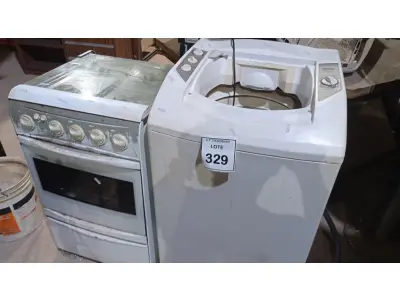 LOTE 329 - 01 SUCATA DE MÁQUINA DE LAVAR E 01 SUCATA DE FOGÃO. (NO ESTADO) ATENÇÃO! FAZER A VISITAÇÃO ANTES DE ARREMATAR, NÃO SABEMOS SE FUNCIONA, LEILÃO NÃO TEM GARANTIA E NEM DEVOLUÇÃO, SUJEITO A POSSÍVEIS AVARIAS VISÍVEIS/OCULTAS E/OU AUSÊNCIA DE COMPONENTES.