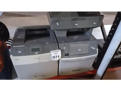 LOTE 071 - 02 IMPRESSORAS MARCA LEXMARK. (NO ESTADO) ATENÇÃO! FAZER A VISITAÇÃO ANTES DE ARREMATAR, NÃO SABEMOS SE FUNCIONA, LEILÃO NÃO TEM GARANTIA E NEM DEVOLUÇÃO, SUJEITO A POSSÍVEIS AVARIAS VISÍVEIS/OCULTAS E/OU AUSÊNCIA DE COMPONENTES.