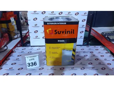 LOTE 336 - 01 TINTA DE PISOS EXTERIOR NA COR FOSCO CINZA ESCURO MARCA SUVINIL. (NO ESTADO) ATENÇÃO! FAZER A VISITAÇÃO ANTES DE ARREMATAR, NÃO SABEMOS SE FUNCIONA, LEILÃO NÃO TEM GARANTIA E NEM DEVOLUÇÃO, SUJEITO A POSSÍVEIS AVARIAS VISÍVEIS/OCULTAS E/OU AUSÊNCIA DE COMPONENTES.