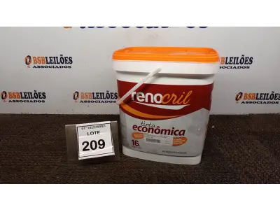 LOTE 209 - 01 LATA DE TINTA ECONÔMICA DE 16L NA COR BRANCO NEVE MARCA RENOCRIL. (NO ESTADO) ATENÇÃO! FAZER A VISITAÇÃO ANTES DE ARREMATAR, NÃO SABEMOS SE FUNCIONA, LEILÃO NÃO TEM GARANTIA E NEM DEVOLUÇÃO, SUJEITO A POSSÍVEIS AVARIAS VISÍVEIS/OCULTAS E/OU AUSÊNCIA DE COMPONENTES.