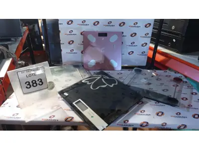 LOTE 383 - 04 BALANÇAS CORPORAIS MARCAS E MODELOS DIVERSOS. (NO ESTADO) ATENÇÃO! FAZER A VISITAÇÃO ANTES DE ARREMATAR, NÃO SABEMOS SE FUNCIONA, LEILÃO NÃO TEM GARANTIA E NEM DEVOLUÇÃO, SUJEITO A POSSÍVEIS AVARIAS VISÍVEIS/OCULTAS E/OU AUSÊNCIA DE COMPONENTES.
