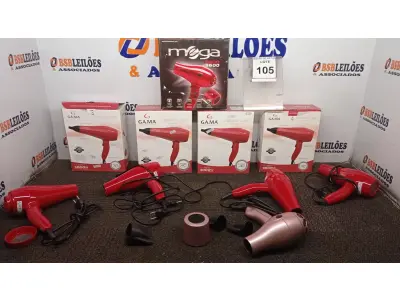 LOTE 105 - 05 SECADORES DE CABELO MODELOS DIVERSOS 220v. (NO ESTADO) ATENÇÃO! FAZER A VISITAÇÃO ANTES DE ARREMATAR, NÃO SABEMOS SE FUNCIONA, LEILÃO NÃO TEM GARANTIA E NEM DEVOLUÇÃO, SUJEITO A POSSÍVEIS AVARIAS VISÍVEIS/OCULTAS E/OU AUSÊNCIA DE COMPONENTES.