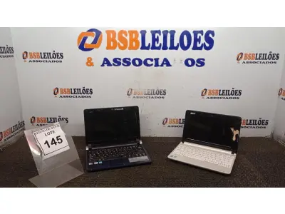 LOTE 145 - 02 NETBOOKS MARCA ACER. (NO ESTADO) ATENÇÃO! FAZER A VISITAÇÃO ANTES DE ARREMATAR, NÃO SABEMOS SE FUNCIONA, LEILÃO NÃO TEM GARANTIA E NEM DEVOLUÇÃO, SUJEITO A POSSÍVEIS AVARIAS VISÍVEIS/OCULTAS E/OU AUSÊNCIA DE COMPONENTES.
