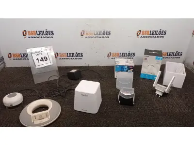 LOTE 149 - 01 MEDIDOR DE PRESSÃO, 02 CAIXAS DE SOM PARA IPOD, 02 ROTEADORES E 01 CAIXINHA DE SOM PARA BANHEIRO. (NO ESTADO) ATENÇÃO! FAZER A VISITAÇÃO ANTES DE ARREMATAR, NÃO SABEMOS SE FUNCIONA, LEILÃO NÃO TEM GARANTIA E NEM DEVOLUÇÃO, SUJEITO A POSSÍVEIS AVARIAS VISÍVEIS/OCULTAS E/OU AUSÊNCIA DE COMPONENTES.