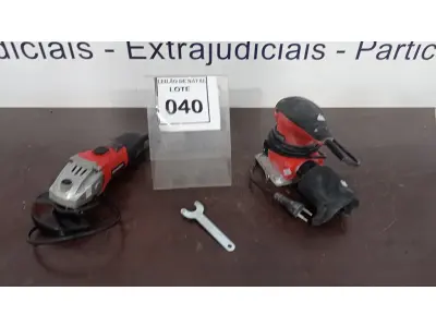 LOTE 040 - 01 ESMERILHADEIRA E 01 LIXADEIRA MARCA MONDIAL. (NO ESTADO) ATENÇÃO! FAZER A VISITAÇÃO ANTES DE ARREMATAR, NÃO SABEMOS SE FUNCIONA, LEILÃO NÃO TEM GARANTIA E NEM DEVOLUÇÃO, SUJEITO A POSSÍVEIS AVARIAS VISÍVEIS/OCULTAS E/OU AUSÊNCIA DE COMPONENTES. 