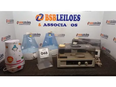 LOTE 048 - 05 UMIDIFICADORES DE MARCAS E MODELOS DIVERSOS. (NO ESTADO) ATENÇÃO! FAZER A VISITAÇÃO ANTES DE ARREMATAR, NÃO SABEMOS SE FUNCIONA, LEILÃO NÃO TEM GARANTIA E NEM DEVOLUÇÃO, SUJEITO A POSSÍVEIS AVARIAS VISÍVEIS/OCULTAS E/OU AUSÊNCIA DE COMPONENTES.