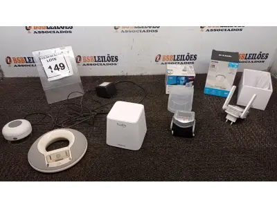 LOTE 149 - 01 MEDIDOR DE PRESSÃO, 02 CAIXAS DE SOM PARA IPOD, 02 ROTEADORES E 01 CAIXINHA DE SOM PARA BANHEIRO. (NO ESTADO) ATENÇÃO! FAZER A VISITAÇÃO ANTES DE ARREMATAR, NÃO SABEMOS SE FUNCIONA, LEILÃO NÃO TEM GARANTIA E NEM DEVOLUÇÃO, SUJEITO A POSSÍVEIS AVARIAS VISÍVEIS/OCULTAS E/OU AUSÊNCIA DE COMPONENTES.