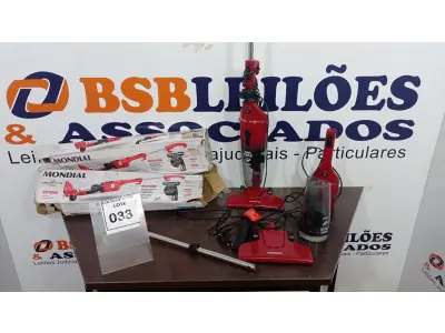 LOTE 033 - 02 ASPIRADORES DE PÓ MARCA MONDIAL. (NO ESTADO) ATENÇÃO! FAZER A VISITAÇÃO ANTES DE ARREMATAR, NÃO SABEMOS SE FUNCIONA, LEILÃO NÃO TEM GARANTIA E NEM DEVOLUÇÃO, SUJEITO A POSSÍVEIS AVARIAS VISÍVEIS/OCULTAS E/OU AUSÊNCIA DE COMPONENTES.
