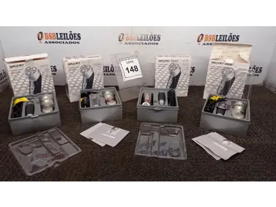 LOTE 148 - 04 BARBEADORES ELÉTRICOS MARCA MALLORY. (NO ESTADO) ATENÇÃO! FAZER A VISITAÇÃO ANTES DE ARREMATAR, NÃO SABEMOS SE FUNCIONA, LEILÃO NÃO TEM GARANTIA E NEM DEVOLUÇÃO, SUJEITO A POSSÍVEIS AVARIAS VISÍVEIS/OCULTAS E/OU AUSÊNCIA DE COMPONENTES.
