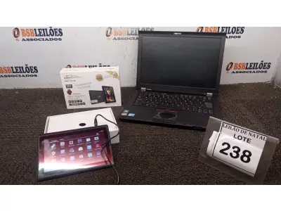 LOTE 238 - 01 TABLET MARCA POWERPACK E 01 NOTEBOOK SÉRIE THINKPAD MARCA LENOVO. (NO ESTADO) ATENÇÃO! FAZER A VISITAÇÃO ANTES DE ARREMATAR, NÃO SABEMOS SE FUNCIONA, LEILÃO NÃO TEM GARANTIA E NEM DEVOLUÇÃO, SUJEITO A POSSÍVEIS AVARIAS VISÍVEIS/OCULTAS E/OU AUSÊNCIA DE COMPONENTES.