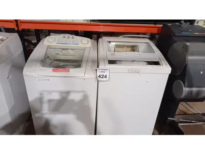 LOTE 424 - 02 MÁQUINAS DE LAVAR PARA RETIRADA DE PEÇAS. (NO ESTADO) ATENÇÃO! FAZER A VISITAÇÃO ANTES DE ARREMATAR, NÃO SABEMOS SE FUNCIONA, LEILÃO NÃO TEM GARANTIA E NEM DEVOLUÇÃO, SUJEITO A POSSÍVEIS AVARIAS VISÍVEIS/OCULTAS E/OU AUSÊNCIA DE COMPONENTES.
