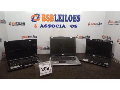 LOTE 209 - 03 NOTEBOOKS DE MARCAS E MODELOS DIVERSOS. (NO ESTADO) ATENÇÃO! FAZER A VISITAÇÃO ANTES DE ARREMATAR, NÃO SABEMOS SE FUNCIONA, LEILÃO NÃO TEM GARANTIA E NEM DEVOLUÇÃO, SUJEITO A POSSÍVEIS AVARIAS VISÍVEIS/OCULTAS E/OU AUSÊNCIA DE COMPONENTES.