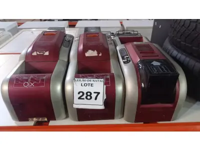 LOTE 287 - 03 IMPRESSORAS DE CRACHÁ. (NO ESTADO) ATENÇÃO! FAZER A VISITAÇÃO ANTES DE ARREMATAR, NÃO SABEMOS SE FUNCIONA, LEILÃO NÃO TEM GARANTIA E NEM DEVOLUÇÃO, SUJEITO A POSSÍVEIS AVARIAS VISÍVEIS/OCULTAS E/OU AUSÊNCIA DE COMPONENTES.