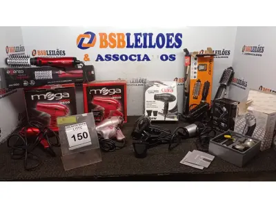 LOTE 150 - 02 ESCOVAS DE CABELO MARCAS MALLORY E ESSENZA, 01 BARBEADOR ELÉTRICO MARCA MALLORY E 04 SECADORES DE CABELO SENDO 01 SECADOR 127V  DE MARCAS E MODELOS DIVERSOS. (NO ESTADO) ATENÇÃO! FAZER A VISITAÇÃO ANTES DE ARREMATAR, NÃO SABEMOS SE FUNCIONA, LEILÃO NÃO TEM GARANTIA E NEM DEVOLUÇÃO, SUJEITO A POSSÍVEIS AVARIAS VISÍVEIS/OCULTAS E/OU AUSÊNCIA DE COMPONENTES.