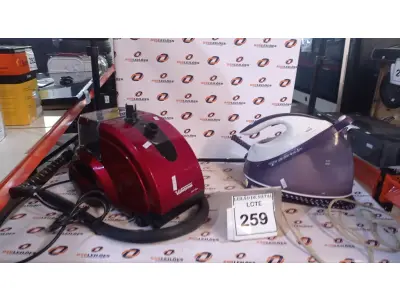 LOTE 259 - 02 VAPORIZADORES DE ROUPA. (NO ESTADO) ATENÇÃO! FAZER A VISITAÇÃO ANTES DE ARREMATAR, NÃO SABEMOS SE FUNCIONA, LEILÃO NÃO TEM GARANTIA E NEM DEVOLUÇÃO, SUJEITO A POSSÍVEIS AVARIAS VISÍVEIS/OCULTAS E/OU AUSÊNCIA DE COMPONENTES.