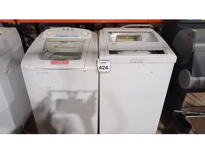 LOTE 424 - 02 MÁQUINAS DE LAVAR PARA RETIRADA DE PEÇAS. (NO ESTADO) ATENÇÃO! FAZER A VISITAÇÃO ANTES DE ARREMATAR, NÃO SABEMOS SE FUNCIONA, LEILÃO NÃO TEM GARANTIA E NEM DEVOLUÇÃO, SUJEITO A POSSÍVEIS AVARIAS VISÍVEIS/OCULTAS E/OU AUSÊNCIA DE COMPONENTES.
