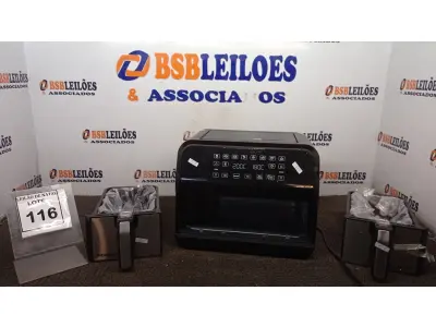 LOTE 116 - 01 AIR FRYER COM 02 FRITADEIRAS 8L MARCA MONDIAL. (NO ESTADO) ATENÇÃO! FAZER A VISITAÇÃO ANTES DE ARREMATAR, NÃO SABEMOS SE FUNCIONA, LEILÃO NÃO TEM GARANTIA E NEM DEVOLUÇÃO, SUJEITO A POSSÍVEIS AVARIAS VISÍVEIS/OCULTAS E/OU AUSÊNCIA DE COMPONENTES.
