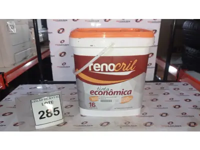 LOTE 285 - 01 BALDE DE TINTA ECONÔMICA DE 16L NA COR BRANCO NEVE MARCA RENOCRIL. (NO ESTADO) ATENÇÃO! FAZER A VISITAÇÃO ANTES DE ARREMATAR, NÃO SABEMOS SE FUNCIONA, LEILÃO NÃO TEM GARANTIA E NEM DEVOLUÇÃO, SUJEITO A POSSÍVEIS AVARIAS VISÍVEIS/OCULTAS E/OU AUSÊNCIA DE COMPONENTES.