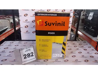 LOTE 282 - 01 LATA DE TINTA PARA PISOS EXTERIOR E INTERIOR COM 18L NA COR FOSCO CINZA ESCURO MARCA SUVINIL. (NO ESTADO) ATENÇÃO! FAZER A VISITAÇÃO ANTES DE ARREMATAR, NÃO SABEMOS SE FUNCIONA, LEILÃO NÃO TEM GARANTIA E NEM DEVOLUÇÃO, SUJEITO A POSSÍVEIS AVARIAS VISÍVEIS/OCULTAS E/OU AUSÊNCIA DE COMPONENTES.