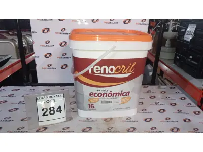 LOTE 284 - 01 BALDE DE TINTA ECONÔMICA DE 16L NA COR BRANCO NEVE MARCA RENOCRIL. (NO ESTADO) ATENÇÃO! FAZER A VISITAÇÃO ANTES DE ARREMATAR, NÃO SABEMOS SE FUNCIONA, LEILÃO NÃO TEM GARANTIA E NEM DEVOLUÇÃO, SUJEITO A POSSÍVEIS AVARIAS VISÍVEIS/OCULTAS E/OU AUSÊNCIA DE COMPONENTES.