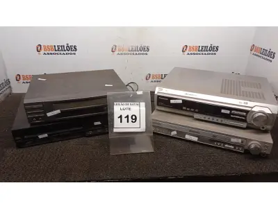 LOTE 119 - 04 APARELHOS DE VÍDEO CASSETE, 02 DVDS HOME THEATER MARCA PANASONIC. (NO ESTADO) ATENÇÃO! FAZER A VISITAÇÃO ANTES DE ARREMATAR, NÃO SABEMOS SE FUNCIONA, LEILÃO NÃO TEM GARANTIA E NEM DEVOLUÇÃO, SUJEITO A POSSÍVEIS AVARIAS VISÍVEIS/OCULTAS E/OU AUSÊNCIA DE COMPONENTES.