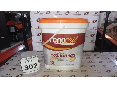 LOTE 302 - 01 BALDE DE TINTA ECONÔMICA DE 16L NA COR BRANCO NEVE MARCA RENOCRIL. (NO ESTADO) ATENÇÃO! FAZER A VISITAÇÃO ANTES DE ARREMATAR, NÃO SABEMOS SE FUNCIONA, LEILÃO NÃO TEM GARANTIA E NEM DEVOLUÇÃO, SUJEITO A POSSÍVEIS AVARIAS VISÍVEIS/OCULTAS E/OU AUSÊNCIA DE COMPONENTES.