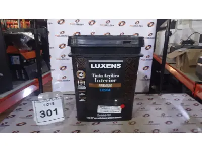LOTE 301 - 01 BALDE DE TINTA ACRÍLICA INTERIOR PREMIUM COM 18L NA COR BRANCO FOSCO MARCA LUXENS. (NO ESTADO) ATENÇÃO! FAZER A VISITAÇÃO ANTES DE ARREMATAR, NÃO SABEMOS SE FUNCIONA, LEILÃO NÃO TEM GARANTIA E NEM DEVOLUÇÃO, SUJEITO A POSSÍVEIS AVARIAS VISÍVEIS/OCULTAS E/OU AUSÊNCIA DE COMPONENTES.