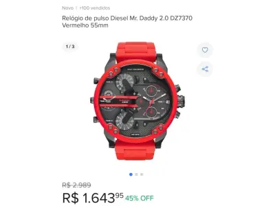 LOTE 041 - 01 RELÓGIO DIESEL DZ 7279 EM ÓTIMO ESTADO PRECISA SÓ COLOCAR BATERIA. (NO ESTADO) ATENÇÃO! FAZER A VISITAÇÃO ANTES DE ARREMATAR, NÃO SABEMOS SE FUNCIONA, LEILÃO NÃO TEM GARANTIA E NEM DEVOLUÇÃO, SUJEITO A POSSÍVEIS AVARIAS VISÍVEIS/OCULTAS E/OU AUSÊNCIA DE COMPONENTES.