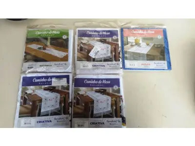 LOTE 225 - 01 LOTE COM CAMINHO DE MESA 5 UNIDADES NOVOS SEM USO.  (NO ESTADO) ATENÇÃO! FAZER A VISITAÇÃO ANTES DE ARREMATAR, NÃO SABEMOS SE FUNCIONA, LEILÃO NÃO TEM GARANTIA E NEM DEVOLUÇÃO, SUJEITO A POSSÍVEIS AVARIAS VISÍVEIS/OCULTAS E/OU AUSÊNCIA DE COMPONENTES.