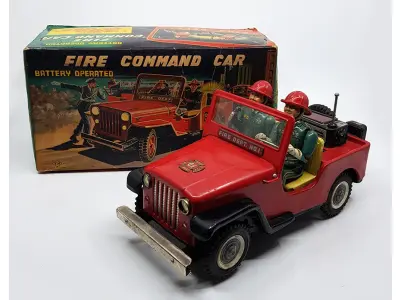 01 RARÍSSIMO JEEP FIRE COMMAND CAR  DA T.N. IMPORTADO DO JAPÃO COM A CAIXA ORIGINAL  ; MUITO BOM ESTADO DE CONSERVAÇÃO PEÇA RARA DE SE ACHAR NESSE ESTADO. (NO ESTADO) ATENÇÃO! FAZER A VISITAÇÃO ANTES DE ARREMATAR, NÃO SABEMOS SE FUNCIONA, LEILÃO NÃO TEM GARANTIA E NEM DEVOLUÇÃO, SUJEITO A POSSÍVEIS AVARIAS VISÍVEIS/OCULTAS E/OU AUSÊNCIA DE COMPONENTES.