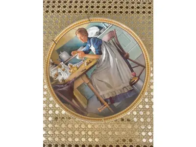 LOTE 318 - 01 PRATO DE COLECIONADOR VINTAGE NORMAN ROCKWELL "WORKING IN THE KITCHEN" "EM PORTUGUES TRABALHANDO NA COZINHA", EDIÇÃO 9 DA COLEÇÃO 'MULHERES REDESCOBERTAS DE ROCKWELL'.A ARTISTA MAIS AMADA DOS ESTADOS UNIDOS APRESENTA UMA SÉRIE INTITULADA "MULHERES REDESCOBERTAS DE ROCKWELL". ESTA É A NONA EDIÇÃO DA SÉRIE “TRABALHANDO NA COZINHA”.PRATO DE NUMERO 1511 B DA EDIÇÃO LIMITADA. EDWIN M, KNOWLES FINE CHINA, NÚMERO BRADEX 84-R70-4.9. COM CERTIFICADO DE AUTENTICIDADE E HISTÓRICO ESCRITO DA IMAGEM DA PLACA INCLUÍDOS. COM DIÂMETRO DE 21 CM CAIXA ORIGINAL. PRATO COM NOTA FISCAL DA ÉPOCA COMPRADO EM 13/09/1983.EM EXCELENTE ESTADO. O SUPORTE DO PRATO NÃO ESTÁ INCLUÍDO. PEÇA COMPRADA EM GARAGEM DE ANTIGUIDADES NOS EUA. SUPORTE PARA PRATO NÃO INCLUÍDO NESTA VENDA. (NO ESTADO) ATENÇÃO! FAZER A VISITAÇÃO ANTES DE ARREMATAR, NÃO SABEMOS SE FUNCIONA, LEILÃO NÃO TEM GARANTIA E NEM DEVOLUÇÃO, SUJEITO A POSSÍVEIS AVARIAS VISÍVEIS/OCULTAS E/OU AUSÊNCIA DE COMPONENTES.