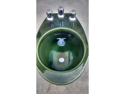 LOTE 516 - 01 BIDÊ PORCELANA ANTIGO VERDE ESCURO MESCLADO VERDE-ESCURO COMPLETO. (NO ESTADO) ATENÇÃO! FAZER A VISITAÇÃO ANTES DE ARREMATAR, NÃO SABEMOS SE FUNCIONA, LEILÃO NÃO TEM GARANTIA E NEM DEVOLUÇÃO, SUJEITO A POSSÍVEIS AVARIAS VISÍVEIS/OCULTAS E/OU AUSÊNCIA DE COMPONENTES.