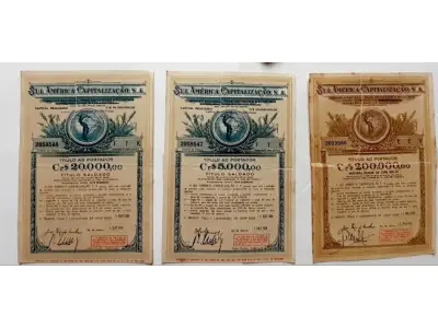 LOTE 475 - 01 APÓLICE REPÚBLICA DOS ESTADOS UNIDOS DO BRASIL Nº 105095 CR$50,00 RIO DE JANEIRO - POSSUI CUPONS BENS CONSERVADO E SUL AMÉRICA CAPITALIZAÇÃO - TÍTULO AO PORTADOR CR$ 5.000,00. (NO ESTADO) ATENÇÃO! FAZER A VISITAÇÃO ANTES DE ARREMATAR, NÃO SABEMOS SE FUNCIONA, LEILÃO NÃO TEM GARANTIA E NEM DEVOLUÇÃO, SUJEITO A POSSÍVEIS AVARIAS VISÍVEIS/OCULTAS E/OU AUSÊNCIA DE COMPONENTES.