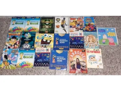 LOTE 507 - 01 LOTE COM COLEÇÃO DE 87 ÁLBUNS COLEÇAO PARTICULAR DE COLECIONADOR QUE PAROU DE COLECIONAR COM APROXIMADAMENTE FIGURINHAS, E MAIS APROXIMADAMENTE TRÊS MIL FIGURINHAS. (NO ESTADO) ATENÇÃO! FAZER A VISITAÇÃO ANTES DE ARREMATAR, NÃO SABEMOS SE FUNCIONA, LEILÃO NÃO TEM GARANTIA E NEM DEVOLUÇÃO, SUJEITO A POSSÍVEIS AVARIAS VISÍVEIS/OCULTAS E/OU AUSÊNCIA DE COMPONENTES.