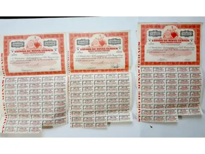 03 APÓLICES DO ESTADO DE MINAS GERAIS ,03 APOLICES DO ESTADO DE MINAS GERAIS DIVIDAINTERNA FUNDADA. (NO ESTADO) ATENÇÃO! FAZER A VISITAÇÃO ANTES DE ARREMATAR, NÃO SABEMOS SE FUNCIONA, LEILÃO NÃO TEM GARANTIA E NEM DEVOLUÇÃO, SUJEITO A POSSÍVEIS AVARIAS VISÍVEIS/OCULTAS E/OU AUSÊNCIA DE COMPONENTES.