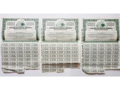 LOTE 479 - 03 APÓLICES DO ESTADO DE MINAS GERAIS ,03 APOLICES DO ESTADO DE MINAS GERAIS DIVIDAINTERNA FUNDADA. (NO ESTADO) ATENÇÃO! FAZER A VISITAÇÃO ANTES DE ARREMATAR, NÃO SABEMOS SE FUNCIONA, LEILÃO NÃO TEM GARANTIA E NEM DEVOLUÇÃO, SUJEITO A POSSÍVEIS AVARIAS VISÍVEIS/OCULTAS E/OU AUSÊNCIA DE COMPONENTES.