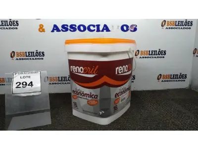 LOTE 294 - 01 BALDE DE TINTA ACRÍLICA 16L NA COR BRANCO NEVE SEMI BRILHO ACETINADO VALIDADE 11/27 MARCA RENOCRIL. (NO ESTADO) ATENÇÃO! FAZER A VISITAÇÃO ANTES DE ARREMATAR, NÃO SABEMOS SE FUNCIONA. LEILÃO NÃO TEM GARANTIA E NEM DEVOLUÇÃO, SUJEITO A POSSÍVEIS AVARIAS VISÍVEIS/OCULTAS E/OU AUSÊNCIA DE COMPONENTES.
