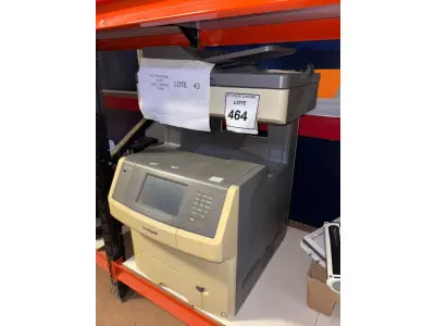 01 IMPRESSORA MULTIFUNCIONAL MODELO X748DE MARCA LEXMARK. (NO ESTADO) ATENÇÃO! FAZER A VISITAÇÃO ANTES DE ARREMATAR, NÃO SABEMOS SE FUNCIONA, LEILÃO NÃO TEM GARANTIA E NEM DEVOLUÇÃO, SUJEITO A POSSÍVEIS AVARIAS VISÍVEIS/OCULTAS E/OU AUSÊNCIA DE COMPONENTES.