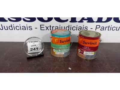 02 LATAS DE TINTA ESMALTE PARA MADEIRAS E METAIS DE 3,6L NA COR BRILHANTE AMARELO OURO MARCA SUVINIL. (NO ESTADO) ATENÇÃO! FAZER A VISITAÇÃO ANTES DE ARREMATAR, NÃO SABEMOS SE FUNCIONA, LEILÃO NÃO TEM GARANTIA E NEM DEVOLUÇÃO, SUJEITO A POSSÍVEIS AVARIAS VISÍVEIS/OCULTAS E/OU AUSÊNCIA DE COMPONENTES.