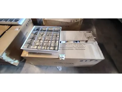 08 LUMINÁRIAS DE EMBUTIR PARA LÂMPADAS COM REATORES. (NO ESTADO) ATENÇÃO! FAZER A VISITAÇÃO ANTES DE ARREMATAR, NÃO SABEMOS SE FUNCIONA, LEILÃO NÃO TEM GARANTIA E NEM DEVOLUÇÃO, SUJEITO A POSSÍVEIS AVARIAS VISÍVEIS/OCULTAS E/OU AUSÊNCIA DE COMPONENTES.