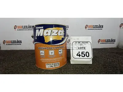 01 LATA DE ADESIVO DE CONTATO 2,80KG MARCA MAZA. (NO ESTADO) ATENÇÃO! FAZER A VISITAÇÃO ANTES DE ARREMATAR, NÃO SABEMOS SE FUNCIONA, LEILÃO NÃO TEM GARANTIA E NEM DEVOLUÇÃO, SUJEITO A POSSÍVEIS AVARIAS VISÍVEIS/OCULTAS E/OU AUSÊNCIA DE COMPONENTES.