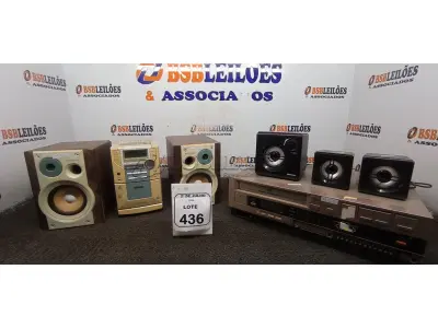 01 APARELHO DE VÍDEO CASSETE, 01 MINI SYSTEM E 04 CAIXAS DE SOM. (NO ESTADO) ATENÇÃO! FAZER A VISITAÇÃO ANTES DE ARREMATAR, NÃO SABEMOS SE FUNCIONA, LEILÃO NÃO TEM GARANTIA E NEM DEVOLUÇÃO, SUJEITO A POSSÍVEIS AVARIAS VISÍVEIS/OCULTAS E/OU AUSÊNCIA DE COMPONENTES.