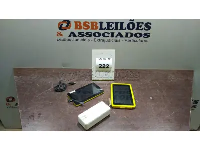 02 TABLETS CCE AMARELO E 01 BATERIA PORTATIL. (NO ESTADO, NÃO SABEMOS SE FUNCIONA. LEILÃO NÃO TEM GARANTIA E NEM DEVOLUÇÃO, SUJEITO A POSSÍVEIS AVARIAS VISÍVEIS/OCULTAS E/OU AUSÊNCIA DE COMPONENTES)