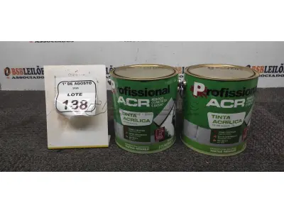 02 LATAS DE TINTA ACRÍLICA DE 3,6L NA COR LUAR DO SERTÃO FOSCO MARCA PROFISSIONAL ACR. (NO ESTADO) ATENÇÃO! FAZER A VISITAÇÃO ANTES DE ARREMATAR, NÃO SABEMOS SE FUNCIONA, LEILÃO NÃO TEM GARANTIA E NEM DEVOLUÇÃO, SUJEITO A POSSÍVEIS AVARIAS VISÍVEIS/OCULTAS E/OU AUSÊNCIA DE COMPONENTES.